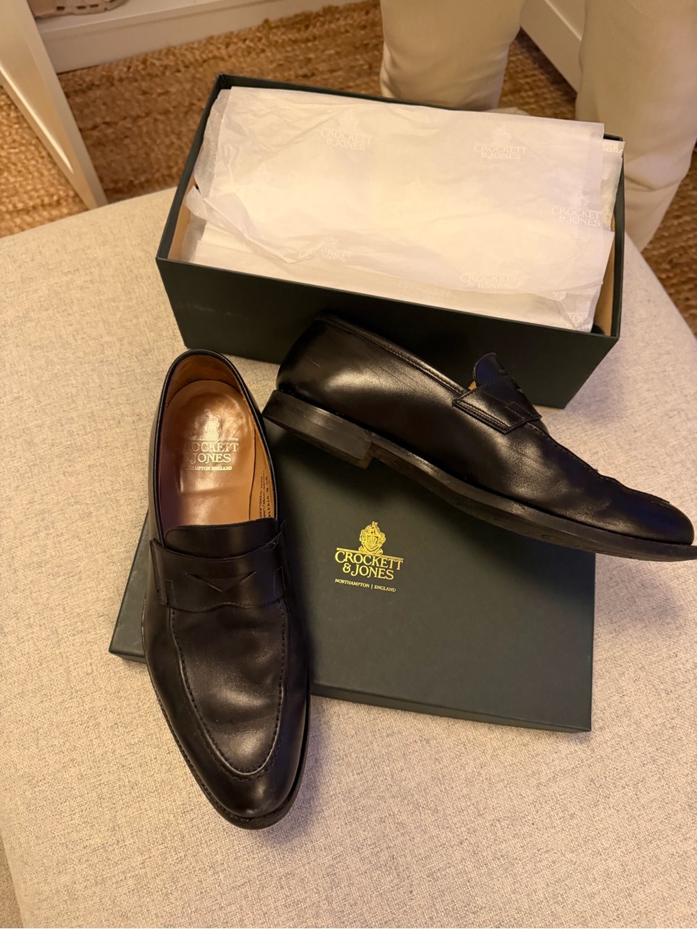 Men’s Black Crockett & Jones Leather Loafers